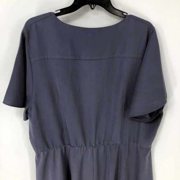 Loralette Dusty Blue Fit and Flare Surplice Dress - Picture 7 of 7